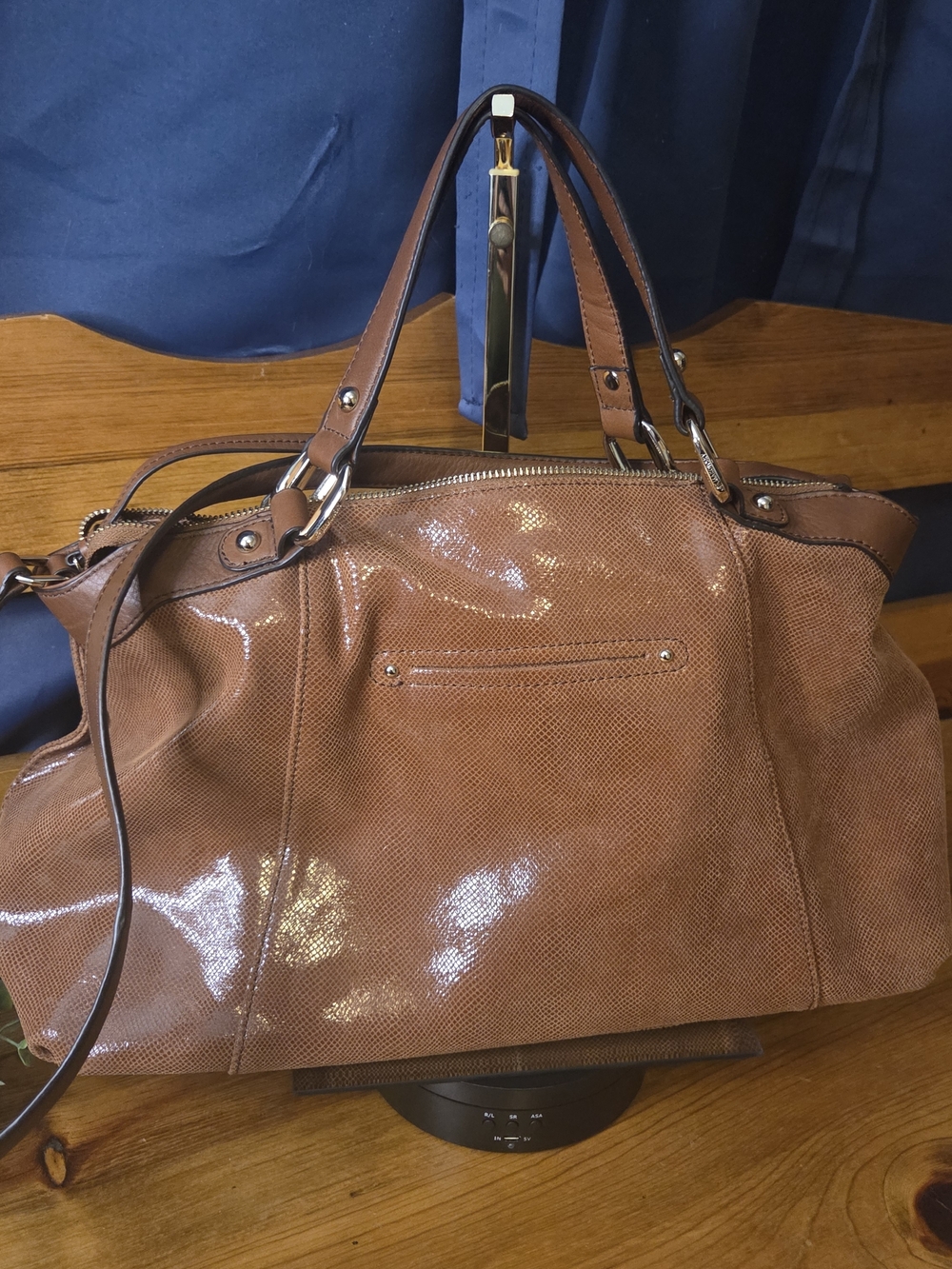 B. Makowsky Cognac Leather Satchel | Luxe Texture + Leopard Lining Chic - Picture 13 of 17